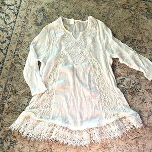 White crochet woven tunic
